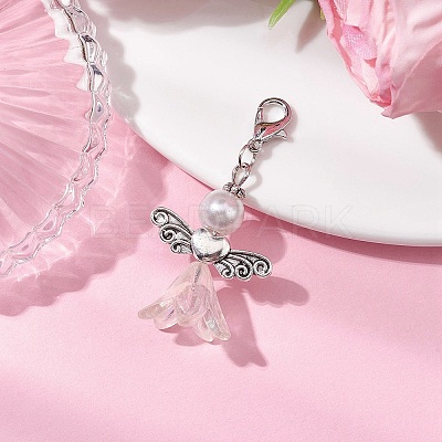 Wedding Season Angel Glass Pearl & Acrylic Pendant Decorations HJEW-JM01923-01-1