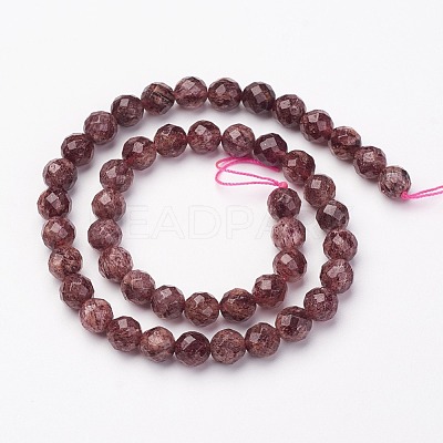 Natural Strawberry Quartz Bead Strands G-P213-09-8mm-1