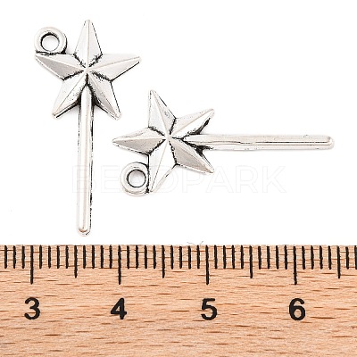 Fairy Tale Tibetan Style Alloy Magic Wand Pendants TIBEP-36112-AS-RS-1