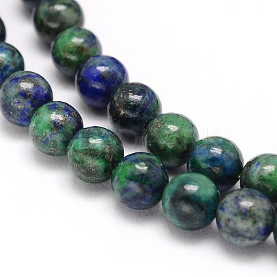 Natural Chrysocolla and Lapis Lazuli Beads Strands G-M279-08-6mm-1
