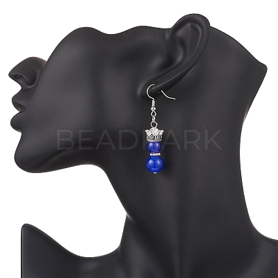 Baking Paint Imitation Jade Glass Dangle Earrings EJEW-JE06619-01-1
