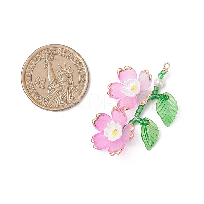 Glass Seed Beaded Flower Pendants PALLOY-MZ00989-1