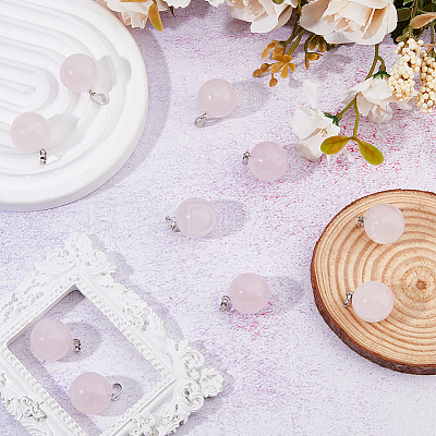 10Pcs Natural Rose Quartz Pendants G-HS0001-05-1
