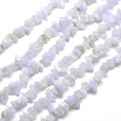 Natural Blue Lace Agate Chip Bead Strands X-G-M205-50-1