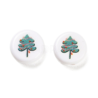 Christmas Theme Printed Opaque Acrylic Beads OACR-R004-01M-1