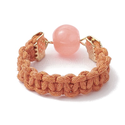 Glass Round Ball Braided Bead Style Finger Ring RJEW-JR00600-05-1