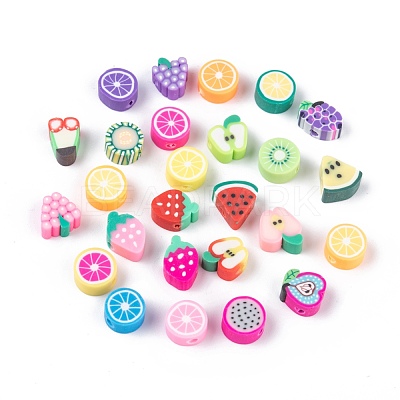 Handmade Polymer Clay Fruit Theme Beads X-CLAY-Q215-01-1