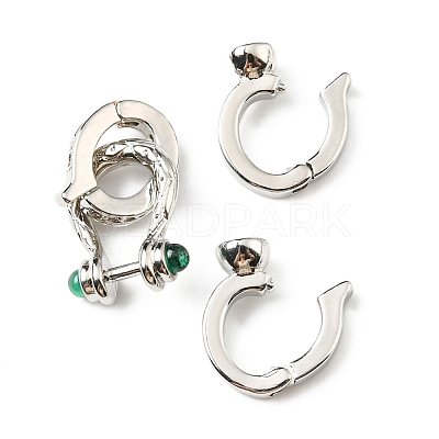 Rack Plating Brass Micro Pave Cubic Zirconia Fold Over Clasps KK-P235-13P-1