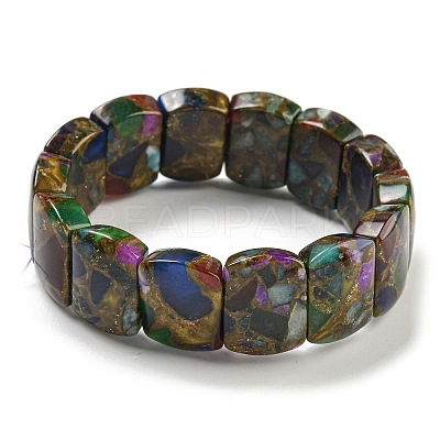 Synthetic Rectangle Gold Clinquant Stone Stretch Bracekets G-P549-01B-1