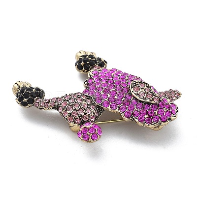 Poodle Alloy Rhinestone Brooches JEWB-Q006-01B-1
