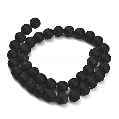 Natural Brazil Black Onyx(Dyed & Heated) Beads Strands G-Z024-01B-10mm-01-1