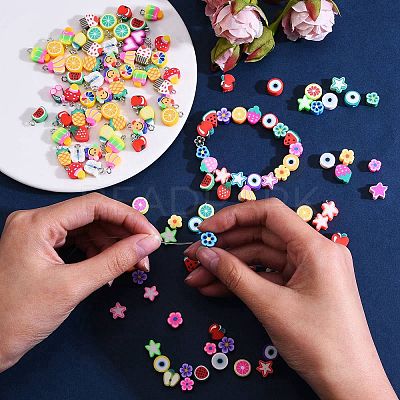 200Pcs 4 Styles Handmade Polymer Clay Beads CLAY-SZ0001-54-1