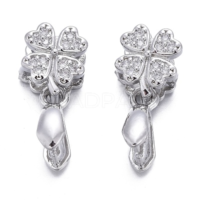 Brass Micro Pave Cubic Zirconia Ice Pick Pinch Bails KK-K244-44-1