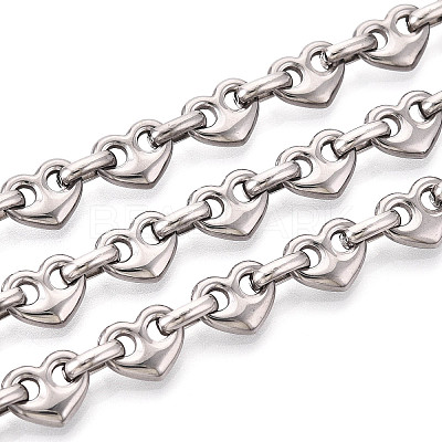 304 Stainless Steel Heart Link Chains CHS-Q009-03P-01-1