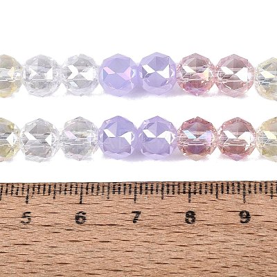Electroplate Imitation Jade & Opaque & Transparent Glass Beads Strands EGLA-Q135-8MM-A03-1