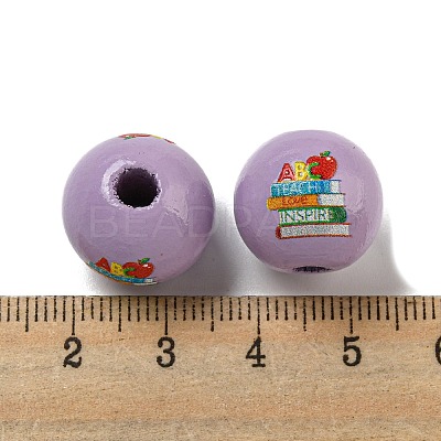 Printed Wood European Beads WOOD-L020-D17-1