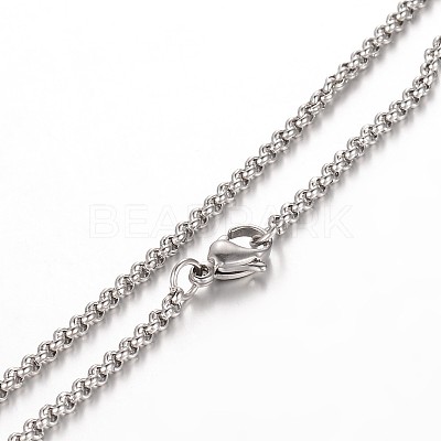Tarnish Resistant 304 Stainless Steel Rolo Chain Cross Pendant Necklaces NJEW-JN01287-1