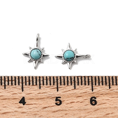 Synthetic Turquoise Star Charms with Brass Settings KK-A277-05P-1