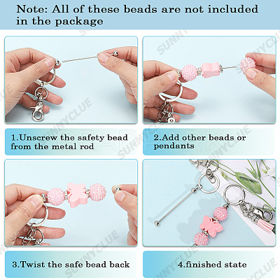 12Pcs Alloy Beadable Keychain Bar KEYC-SC0001-44-1