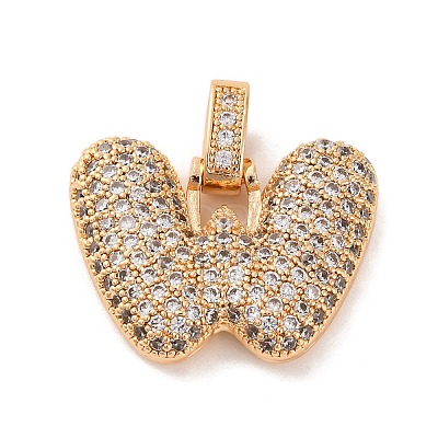 Brass Micro Pave Cubic Zirconia Pendants KK-C076-29W-G01-1
