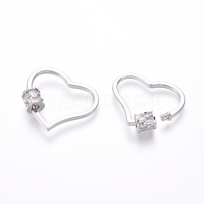 Brass Micro Pave Cubic Zirconia Screw Carabiner Lock Charms ZIRC-I031-06P-1