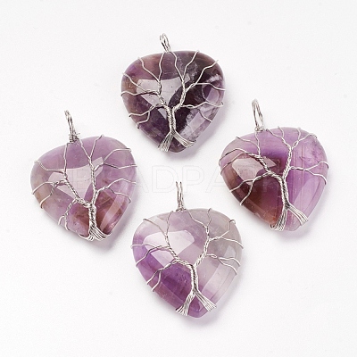 Natural Amethyst Pendants G-G713-F08-1