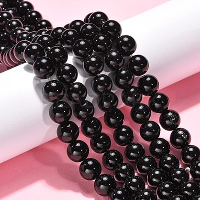 Synthetic Black Stone Beads Strands GSR12mmC044-1
