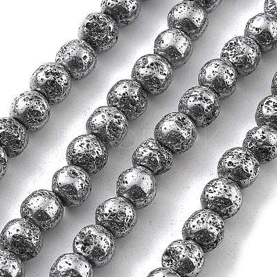 Electroplated Natural Lava Rock Beads Strands G-A251-B01-01C-1