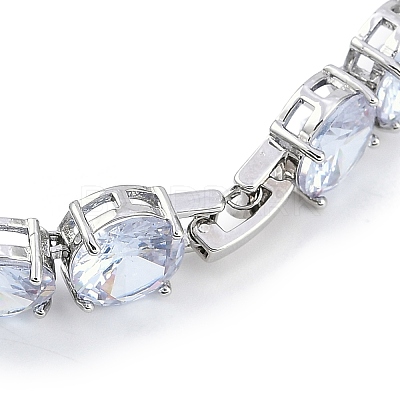 Rack Plating Brass Micro Pave Cubic Zirconia Chain Bracelets BJEW-P341-06B-P-1