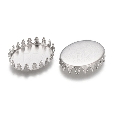 Tarnish Resistant 201 Stainless Steel Cabochon Settings STAS-P249-10A-P-1