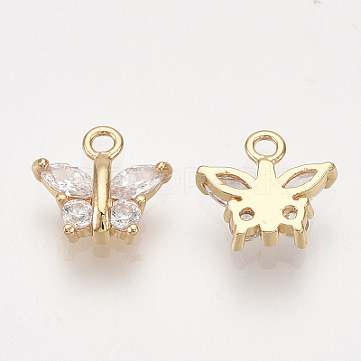 Brass Cubic Zirconia Charms X-KK-S348-441-1