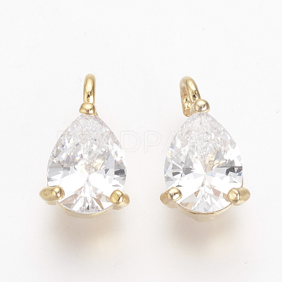 Brass Cubic Zirconia Charms KK-R015-113G-1