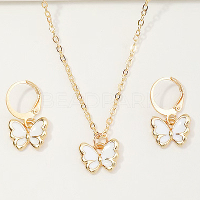 Butterfly Alloy Enamel Pendant Necklace & Earring Sets for Children FS-WGE37FF-08-1