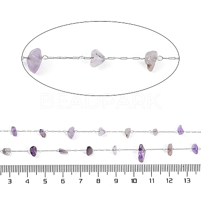 Handmade Natural Amethyst Chip Beads Chain CHS-H028-06A-01-1