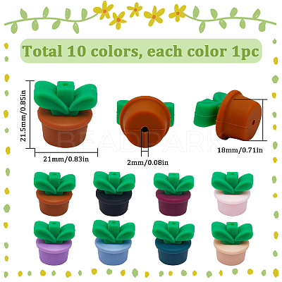 10 Colors Plant Food Grade Eco-Friendly Silicone Focal Beads SIL-SP0001-11-1
