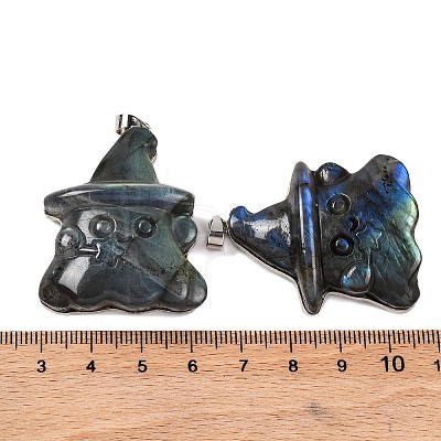 Natural Labradorite Carved Pendants G-B085-11P-1