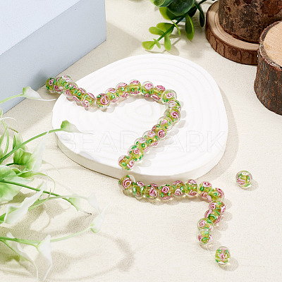1 Strand Handmade Lampwork Inner Flower Rondelle Beads Strands LAMP-TA0002-72H-1