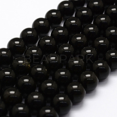 Natural Obsidian Beads Strands X-G-F364-08-10mm-1