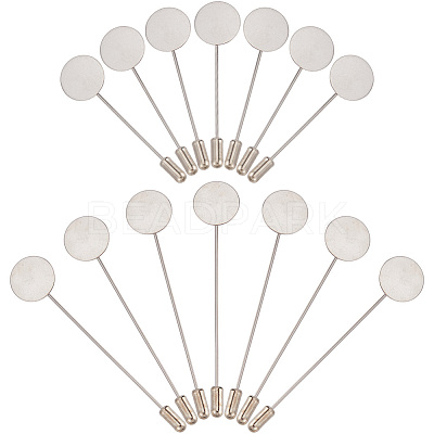 60 Sets 2 Size Round Tray Brass Stick Lapel Pins KK-SC0005-01-1