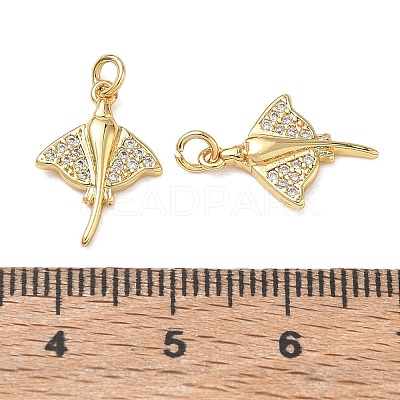 High Polished Ocean Brass Micro Pave Clear Cubic Zirconia Pendants CU-CBAF3CF-02O-01-1