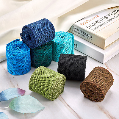 6 Rolls 6 Colors Burlap & Linen Ribbon OCOR-BT0001-03-1