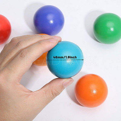 6 Colors Rainbow Color Wooden Ball Toys AJEW-WH0472-83B-1