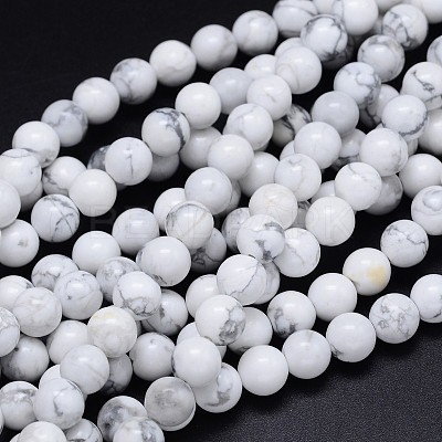Round Natural Howlite Bead Strands G-F222-14-8mm-1