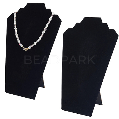 2-Slot Paperboard Covered with Lint Cloth Slant Back Bust Shaped Necklace Display Stands NDIS-WH20015-02A-1