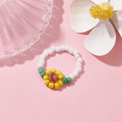 3Pcs 3 Style Glass Seed Beaded Stretch Rings RJEW-JR00658-1