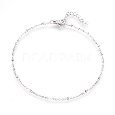 Tarnish Resistant 304 Stainless Steel Cable Chain Anklets AJEW-P069-01P-1