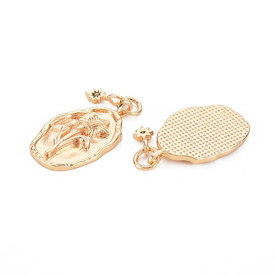 Brass Olivine Rhinestone Pendants KK-S364-220-1