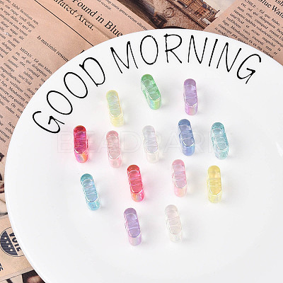UV Plating Transparent Acrylic European Beads OACR-M027-02I-1