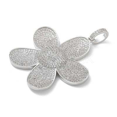 Rack Plating Brass Micro Pave Clear Cubic Zirconia Pendants KK-G515-47P-1