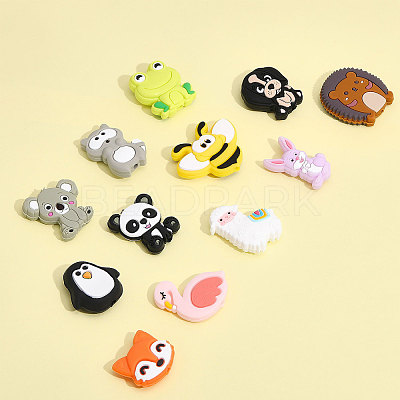 12Pcs 12 Style Silicone Focal Beads SIL-CA0002-09-1